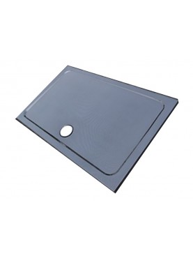 Diamond 35mm 1100 x 800 Black Carbon Fibre Effect Rectangle Stone Shower Tray with Central Waste - DC1180R