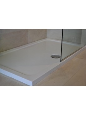 Diamond 35mm 1100 x 800 White Rectangle Stone Shower Tray with Central Waste - DW1180R