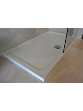 Diamond 35mm 1100 x 900 White Rectangle Stone Shower Tray with Central Waste - DW1190R