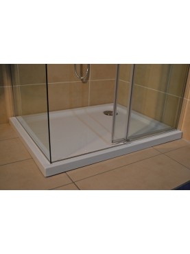 Diamond 35mm 900 x 900 White Square Stone Slimline Shower Tray & Chrome Fast Flow Waste - DW9090S