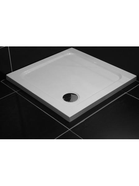 Diamond 35mm 700 x 700 White Square Stone Slimline Shower Tray & Chrome Fast Flow Waste - DW7070S