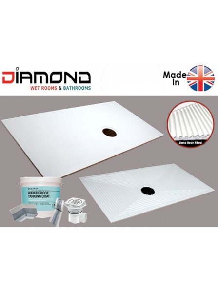 Diamond 1000 x 1000 Square Wet Room Complete Shower Tray Base Kit - Model:  D11STC