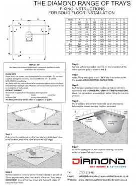 Diamond 950 x 950 Square Wet Room Complete Shower Tray Base Kit - Model: D01STC